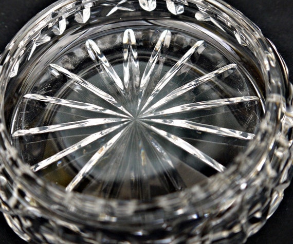 crystal glass and brass metal powder jar vintage … - image 9