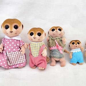Familia de suricatas Spotter de Sylvanian Families y trillizos (modelos raros de Calico Critters) imagen 2