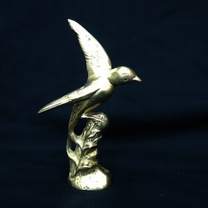 solid brass statue bird on the tree vintage figurine brass bird sculpture bird on the branch heavy gold bird