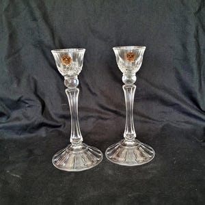 vintage cut crystal rock RCR candle holders tall crystal pair candlesticks set of 2 candle holders decorative column crystal candlesticks