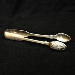 vintage silver plate sugar tongs stamped ornate embossed large size old tongs French style