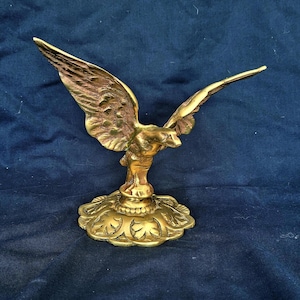 solid brass bird eagle vintage antique statue  eagle on base figurine brass bird large heavy ornament eagle sculpture mid century