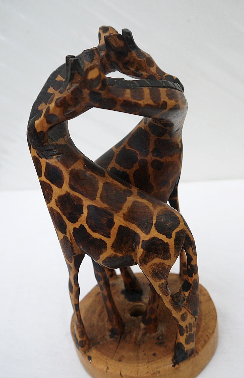 Vintage statue giraffes Carved wooden Giraffes Sculpture two | Etsy