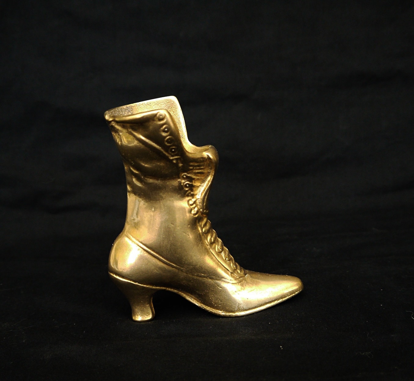 Solid Brass Small Vase Shaped Shoe Vintage Brass Victorian Etsy