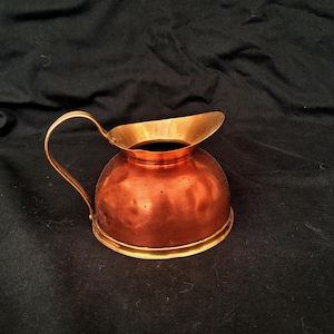 copper and brass jug vintage copper pitcher wit brass handle copper vase rustic mind century water cane coper brass vase pitcher stamped