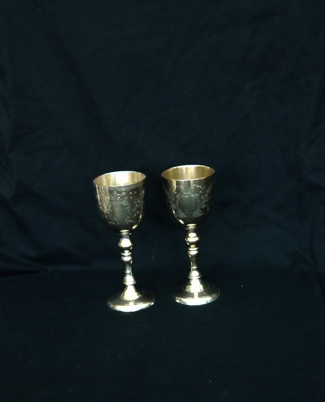 Set Brass Goblets EPNS Vintage Large Brass Goblets Pair Etsy