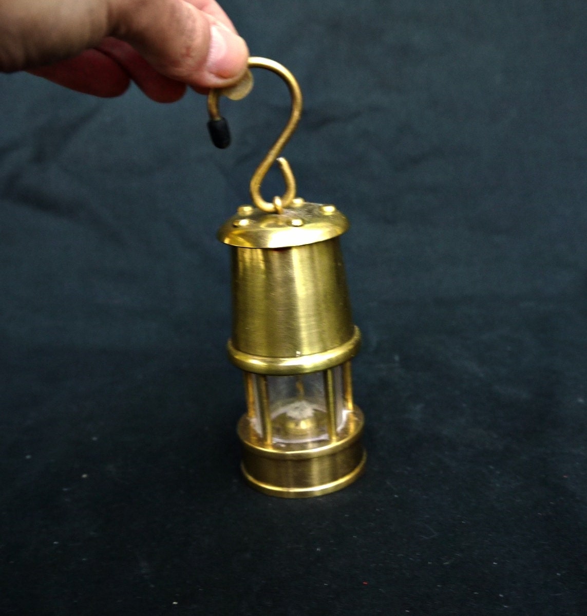 最旬トレンドパンツ Solid Miniature Brass Miner Small Solid Vintage Lamp Miner ライト・ランタン