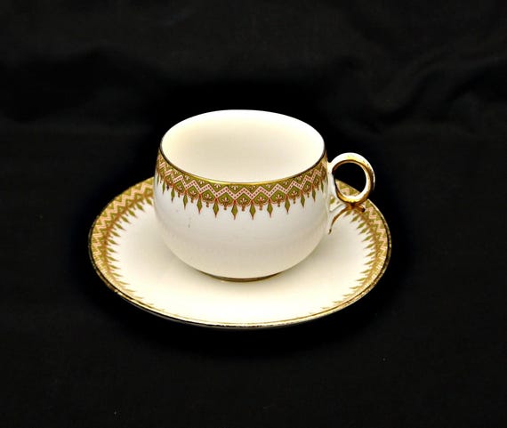 Antique Limoges Demitasse Cup and Saucer: W. Guerin & Co. Fine Bone China
