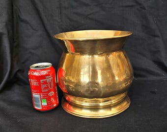 Maceta grande de latón vintage - Maceta decorativa de latón y cachimba