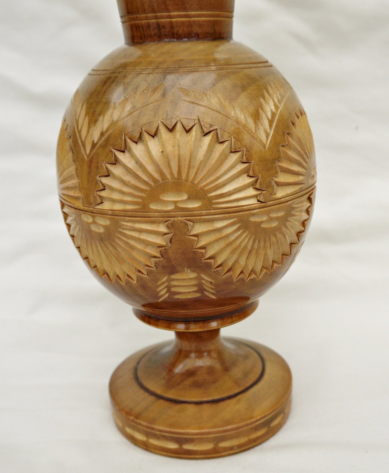 Hand Carved Wood Vase Vintage Large Wooden Vase Solid Wood Etsy UK