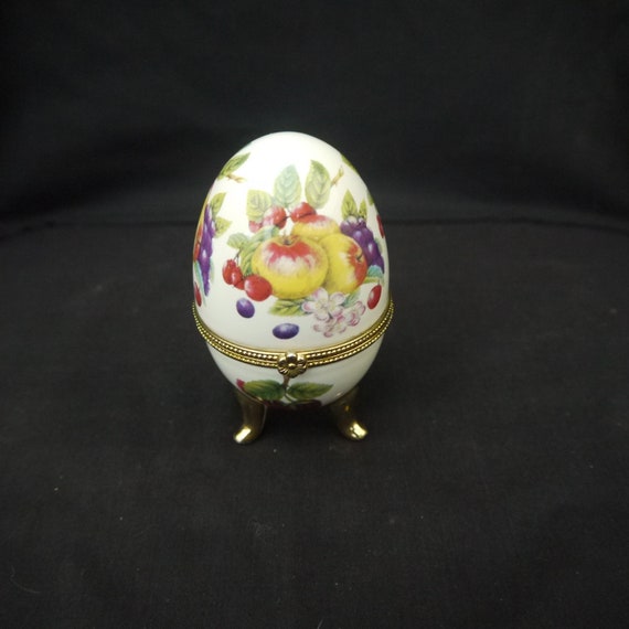 vintage porcelain egg trinket box Faberge style egg fruit decoration jewelry box egg Russian egg box gift