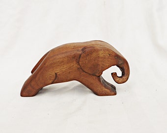 大きな象のチーク材の手彫りの木製テーブル動物フィギュアアフリカの