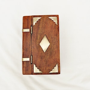 wood and brass cigarette box vintage cigarette box wood and brass ornate shaped book wooden and brass cigarette case solid wood box