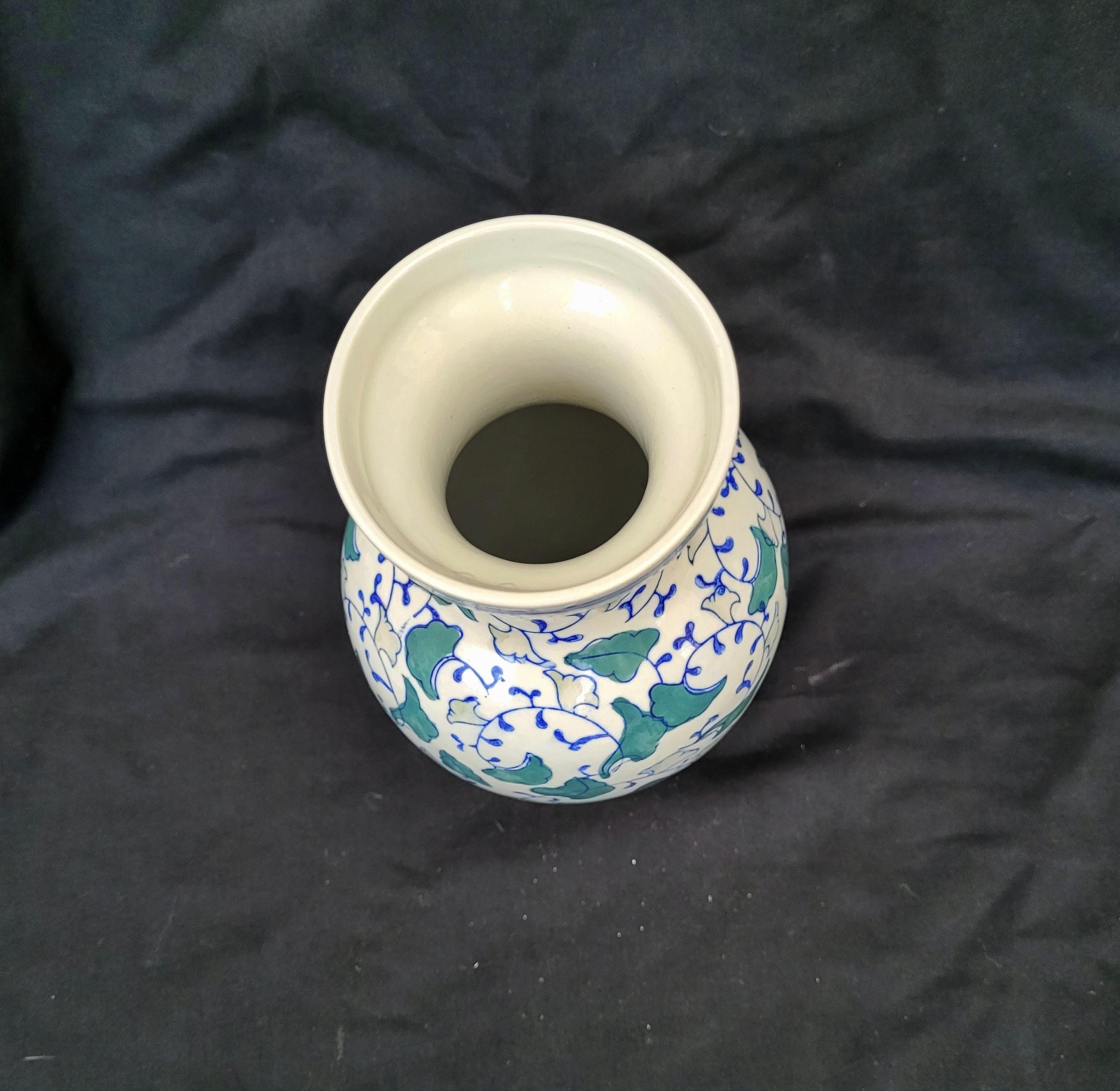 ヴィンテージ シノワズリ花瓶：手描き花柄陶器、27 cm - Etsy 日本