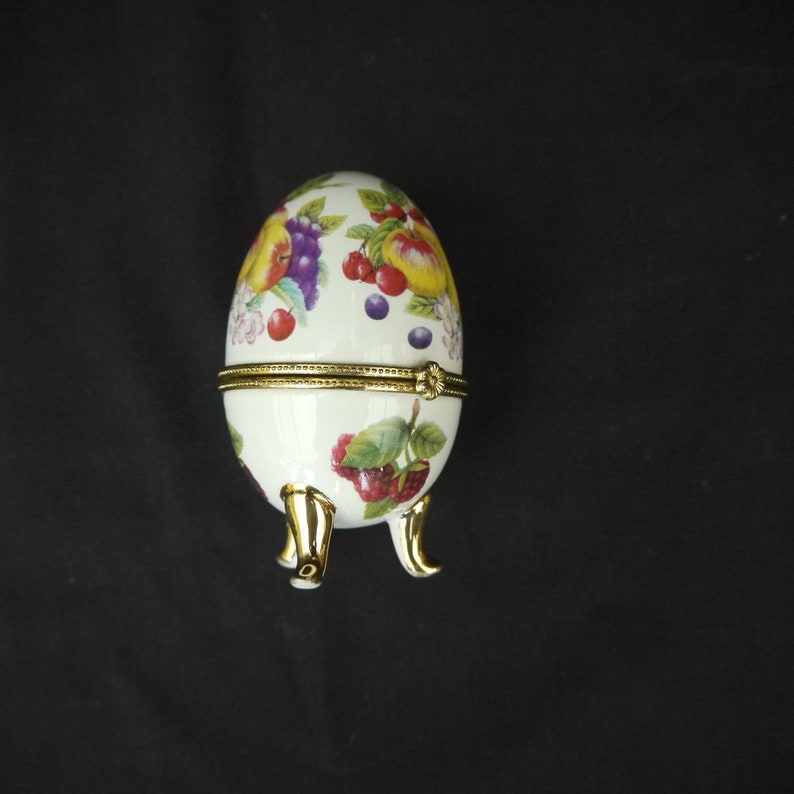 vintage porcelain egg trinket box Faberge style egg fruit decoration jewelry box egg Russian egg box gift