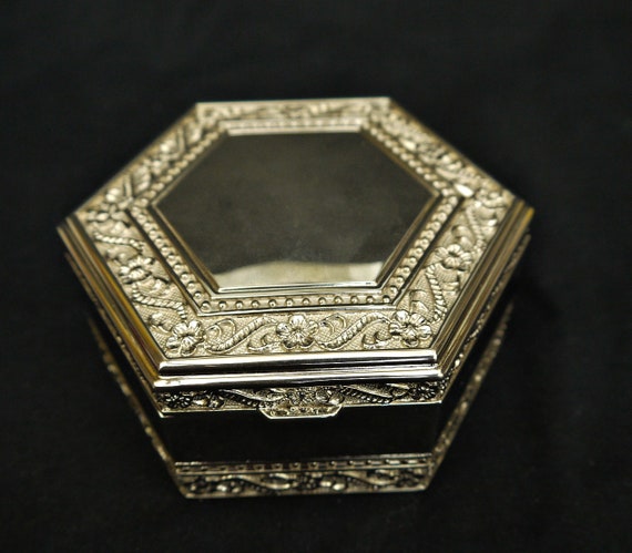 vintage silver plate jewellery box silver plate c… - image 8