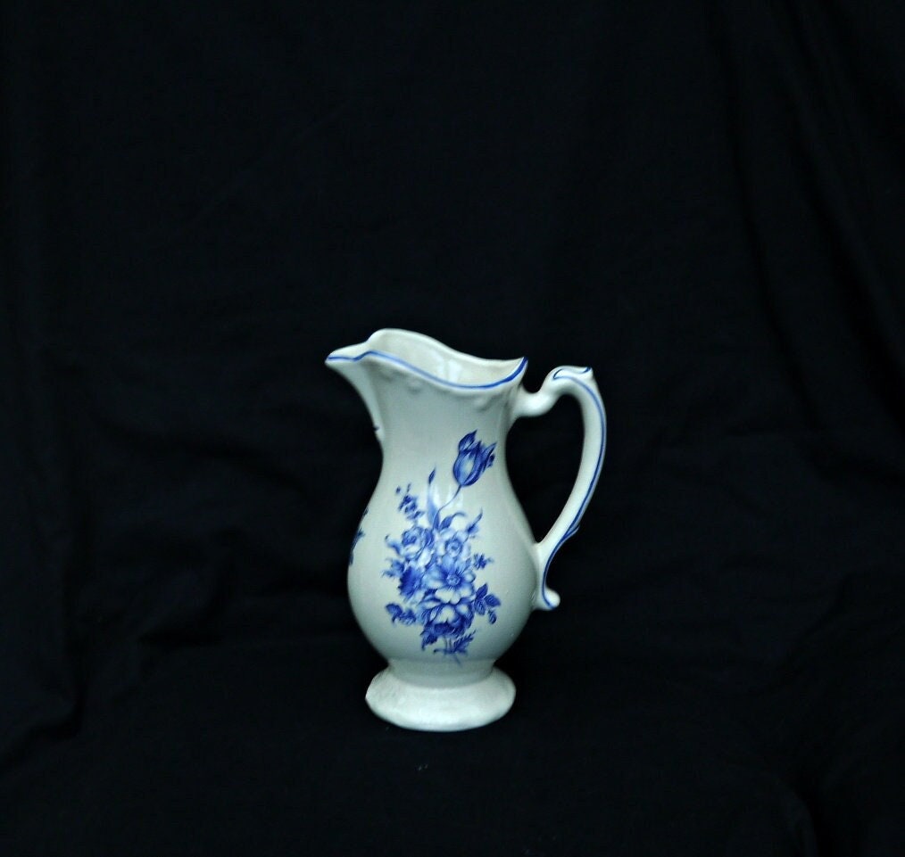 Antique Staffordshire Ironstone Jug or Vase Blue and White - Etsy Antique Staffordshire Ironstone Jug or Vase Blue and White - Etsy