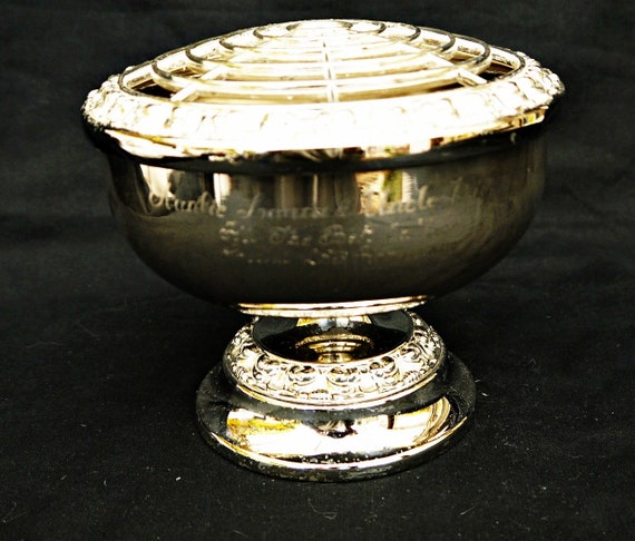 Vintage Silver Plate Rose Bowl: Ornate Floral Centerpiece - Etsy