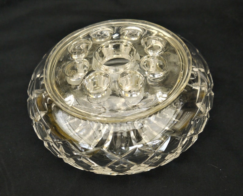 Vintage Crystal Cut Crystal Rose Bowl Vtg Large Rose Vase Boho Etsy