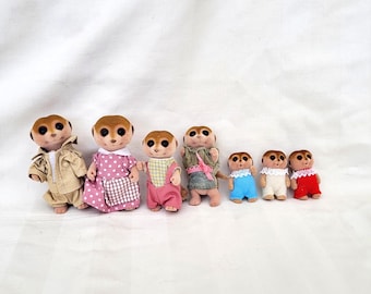Vintage Sylvanian Families Spotter Meerkat Family & Triplets Rare Calico Critters
