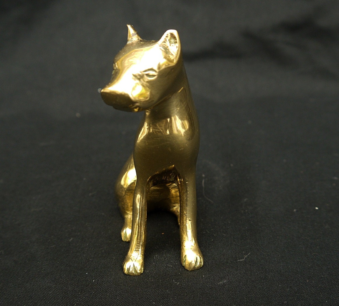 ヴィンテージ真鍮製ボクサー犬像：真鍮製の動物の置物 - Etsy 日本