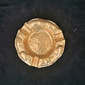 hammered brass ashtray vintage brass dish ashtray round shape antique ashtray gold