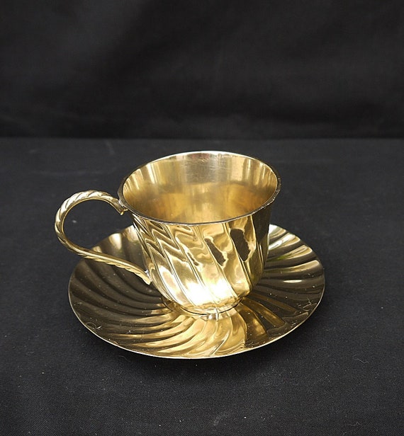 Brass World Tea Cup and Saucer Set 150 Ml,brass, Diwali Gift Item