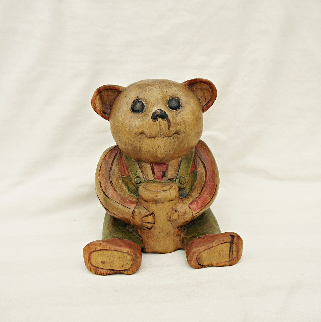 Large Hand Carved Wood Bear Vintage Big Sculpture Wooden Teddy Etsy UK