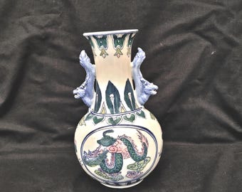 オリエントブロンズ釉龍柄花模様陶器花瓶 ws4717E - Etsy 日本