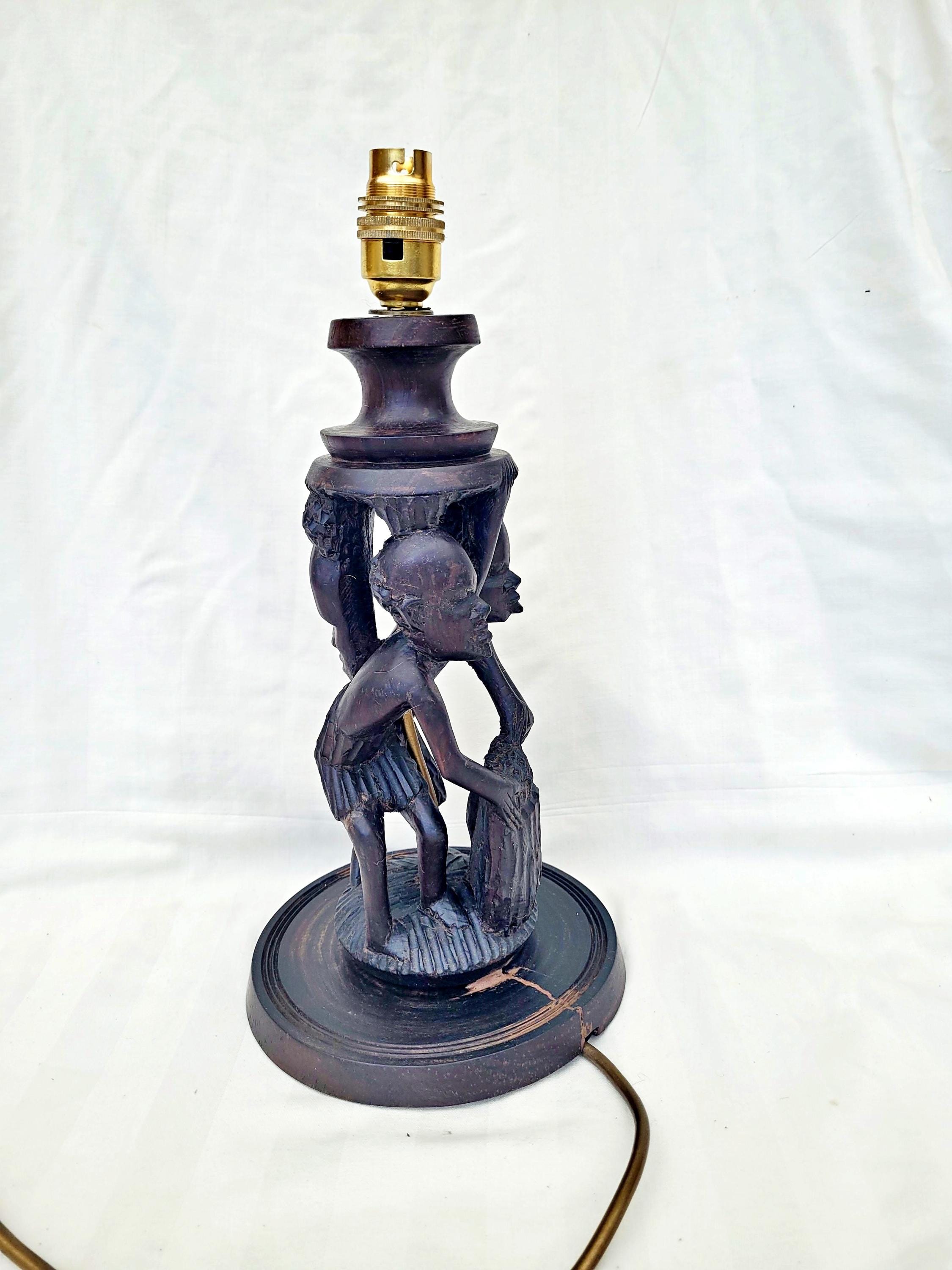 Carved Wooden Table Lamp: Vintage African Tribal Art - Etsy