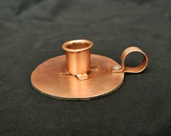 Candelabro de cobre vintage: candelabro hecho a mano con asa