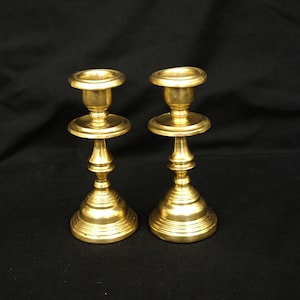 vintage brass candle holders set antique pair candlestick ornate 2 x candlesticks old mid century gold candleholders
