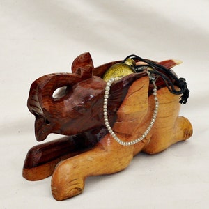 carved wooden animal elephant with pot vintage large carved elephant with box solid wood figurine hole for trinkets sculpture African animal