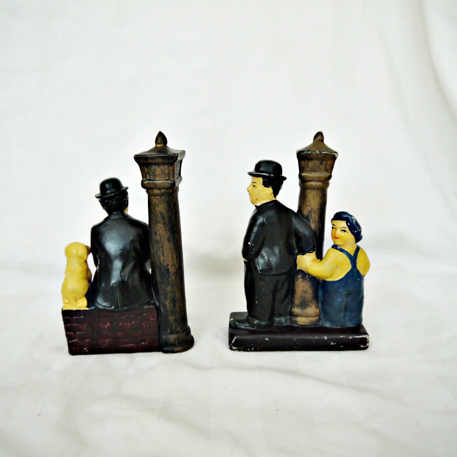 Vintage Charlie Chaplin Ceramic Figurine Set: Hand-painted