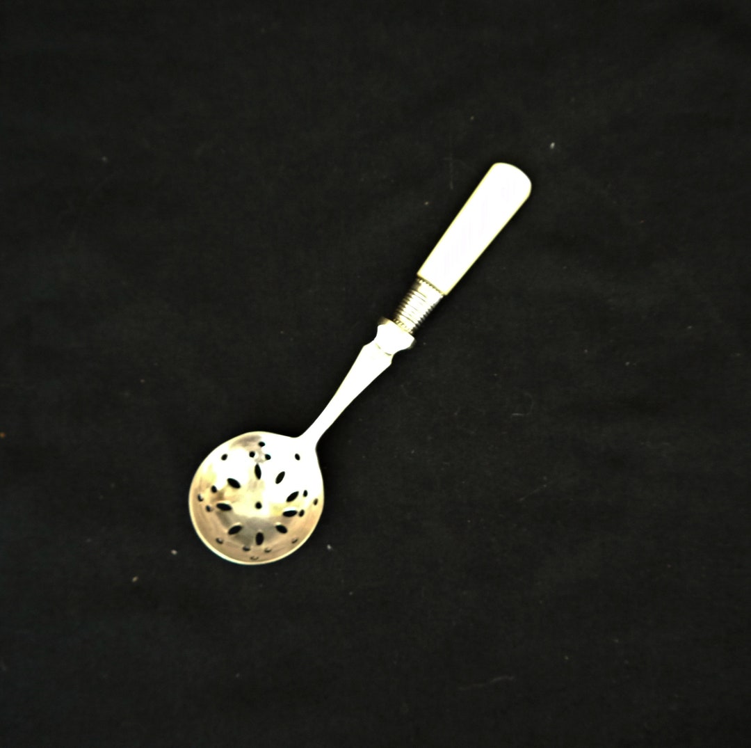 Vintage Silver Plate Tea Strainer EPNS With Mother of Pearl Handle Ornate Handle Antique Tea