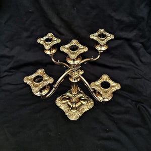 vintage large silver plate candelabra for five candles Victorian or French style candelabra silver ornate embossed grape leaves centre decor
