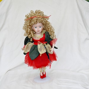 vintage large porcelain doll ballerina  porcelain doll collectors  handcrafted art doll with stand display doll vanity decor