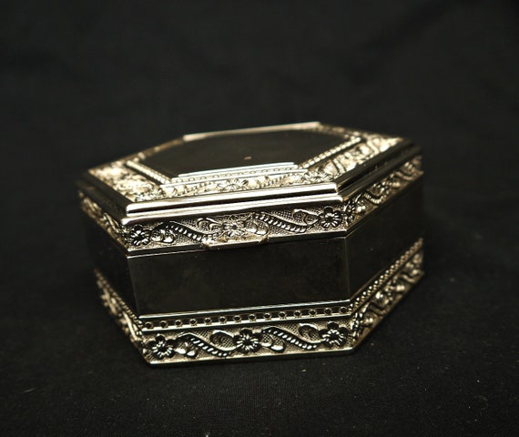 vintage silver plate jewellery box silver plate c… - image 3