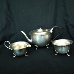 vintage silver plate tea coffee service silver coffee set 3 piece Ornate lion feet Tea service Silver marked EPNS  antique silverware