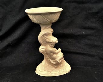 Vintage Porcelain Cherub Candlestick: French Angel Decor