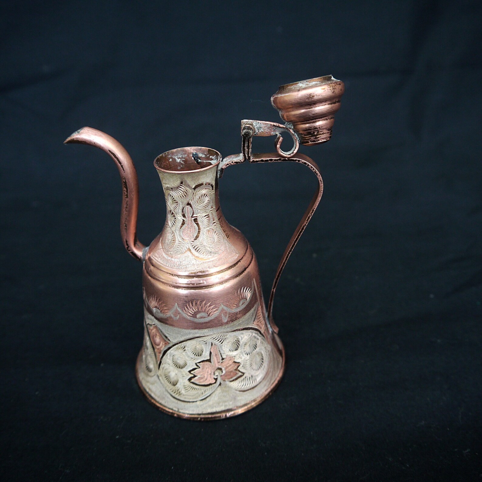 Copper Jug Pitcher Vintage Small Copper Pitcher Etched Etsy