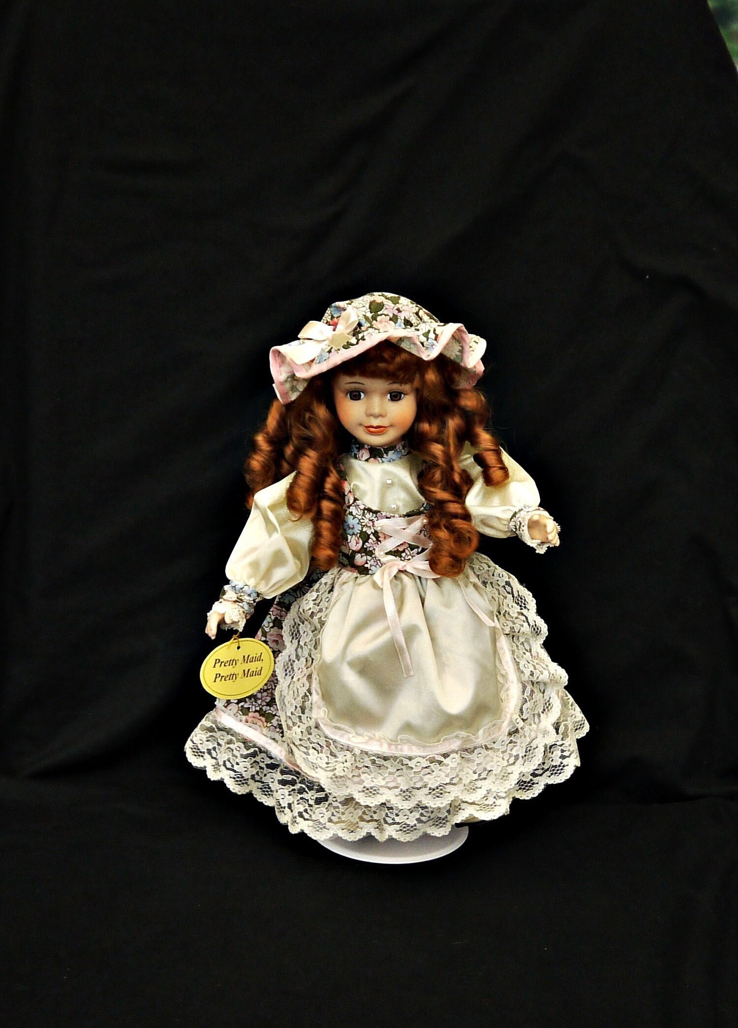 Vintage Large Porcelain Doll 36 Cm Pretty Maid With Stand Vintage Large Porcelain Doll 36 Cm Pretty Maid With Stand