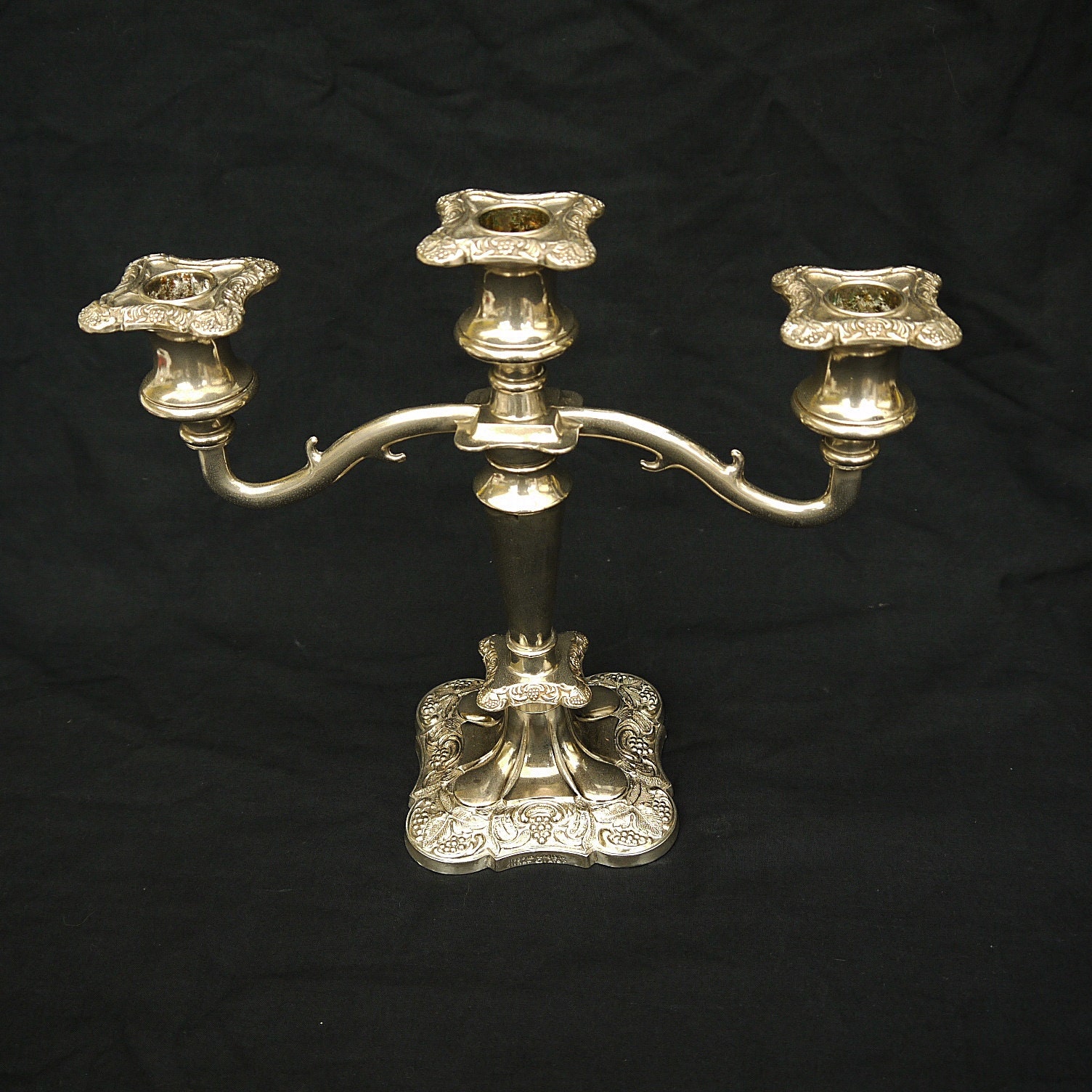 Antique Silver Plate Candelabra 3 Arms Ornate Candelabra Victorian