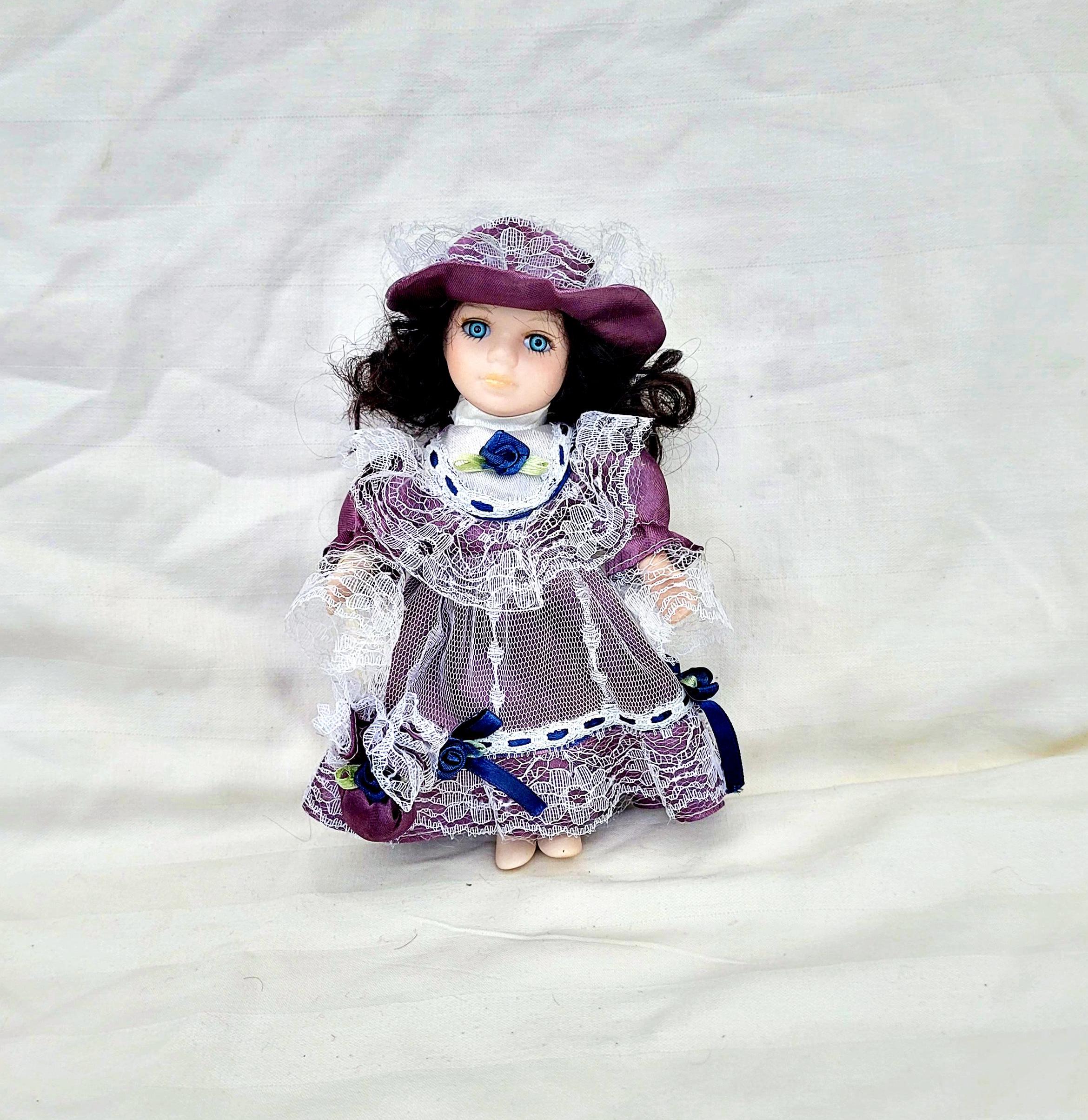 Purple Dress Porcelain Doll - Etsy Canada
