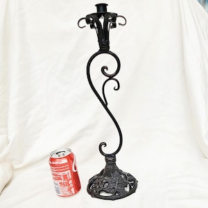 tall cast iron candle holder vintage high 45cm black candlestick ornate grape leaves heavy wrought  iron candlestick holder
