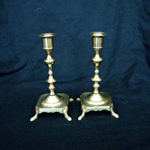 solid brass candle holders vintage set candlesticks footed old candlesticks Victorian style candle holders ornate