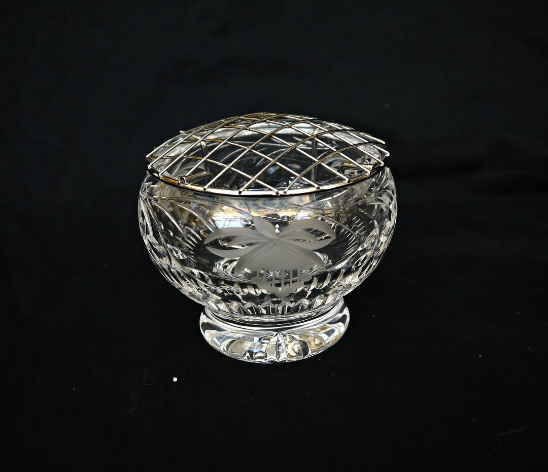 Vintage Crystal Cut Crystal Rose Bowl Vtg Large Rose Vase Boho Etsy UK