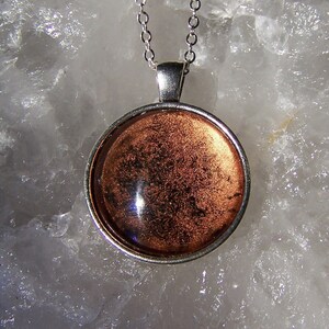 Hand Painted Pendant | Glass Pendant Necklace | Copper Necklace | Long Silver Necklace