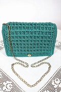 DANAE Crochet Shoulder Bag, Women's Accessories, Light Green Crochet Bag, Ladies Gift,Handmade Luxury Handbag, Waffle Stitch Crochet,Fashion