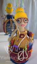 Amigurumi Organising Lady-Crochet Crafter Granny,Amigurumi doll,Handmade,Craft,office or kitchen supplies organiser